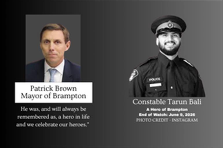 Brampton Mayor Patrick Brown to Honour Fallen OPP Constable Tarun Bali at City Council
